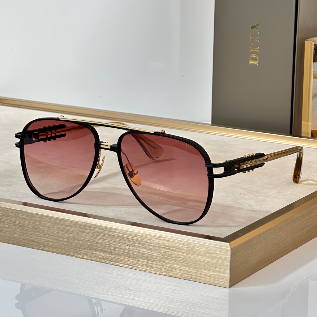 Dita Black And Gold Sunglasses With Pink Lenses